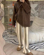 Fall Striped Knitted Casual Pants