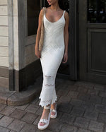 Crochet Knit Midi Sleeveless Midi Dress