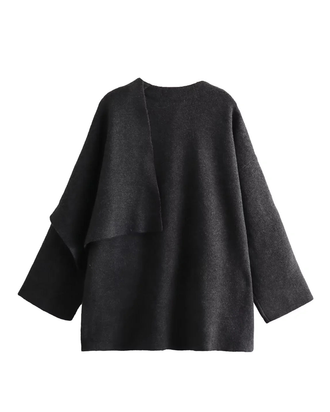 Asymmetric Scarf Cropped Knitted Jacket