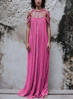 Braided Yoke Loose Fit Maxi Dress