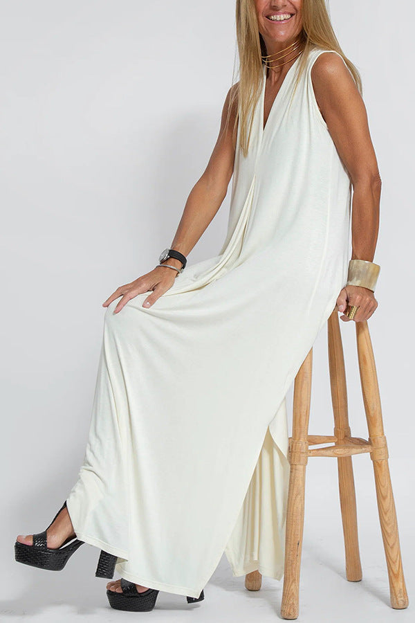 Casual Sleeveless Midi Dress and Long Cardigan Two-Piece Suit