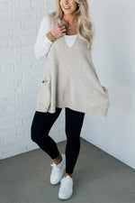 V-neck Pocket Knitted Vest Sleeveless Sweater