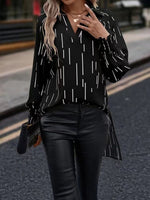 Abstract Striped Print Loose Chiffon Shirt