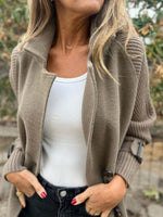 Casual Cable-Knit Sleeves Cardigan Knitted Jacket