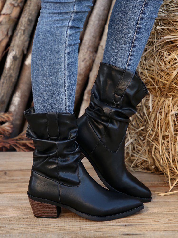 Black Faux Leather Ankle boots