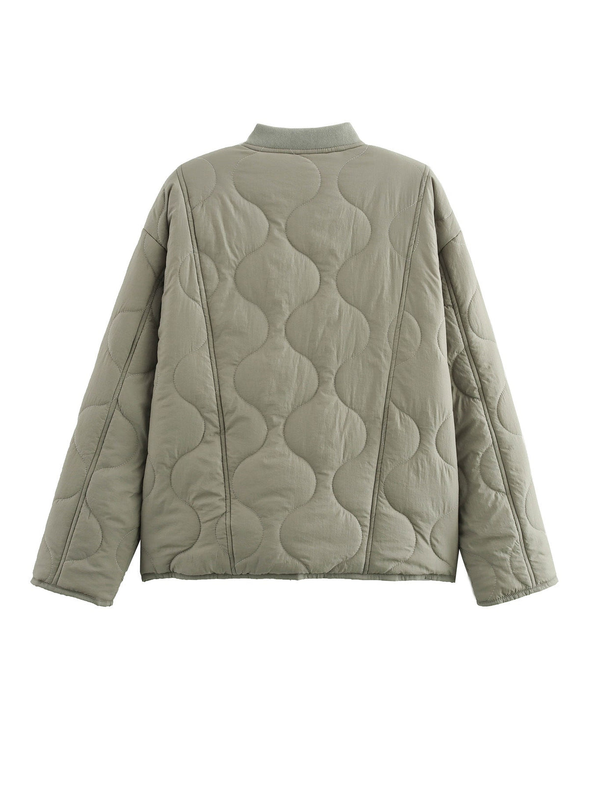 Casual Leopard Lining Quilted Button Down Jacket