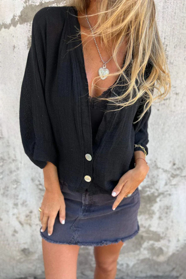 Slouchy Buttoned Linen Shirt