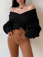 Crossover Front Knit Cropped sweater
