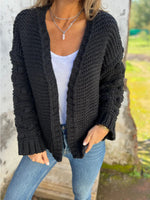 Thick Cable Knit Sleeve Knit Cardigan