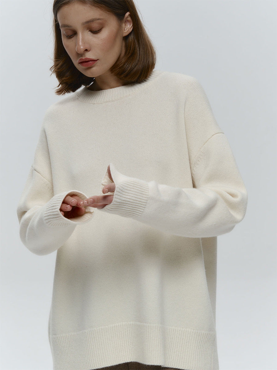 Basic Solid Pullover Knit Sweater