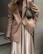 Sleek High-Waisted Satin Midi Skirt