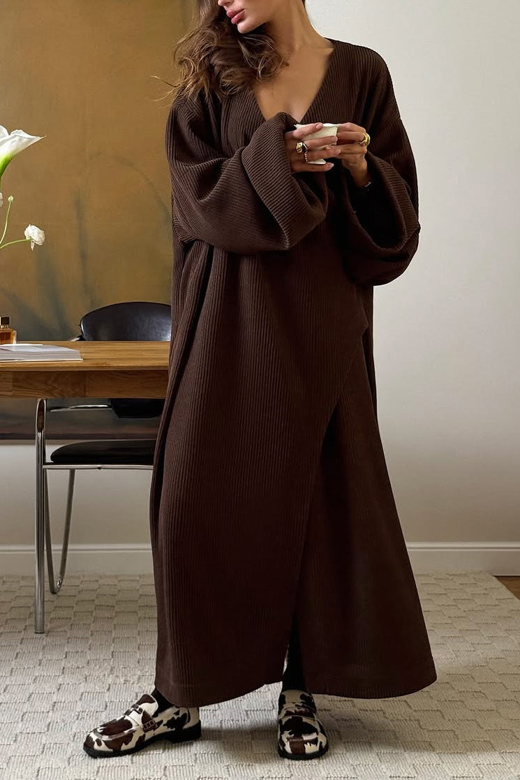 Brown Slouchy Long Knit Sweater