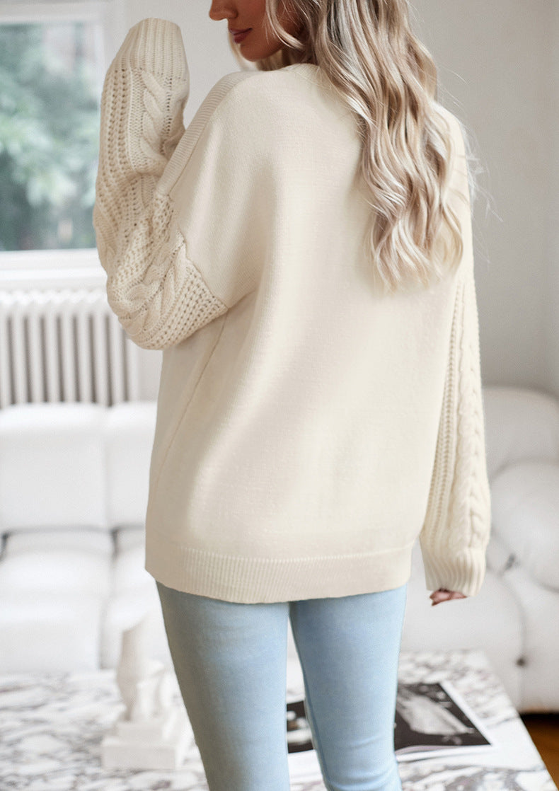 Cable Knit Sleeve Pullover Sweater