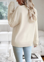 Cable Knit Sleeve Pullover Sweater