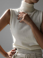 Turtleneck Knit Sleeveless Sweater Top