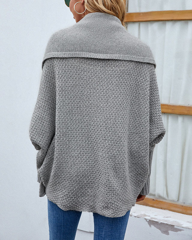Solid Bat Sleeves Open Front Cardigan