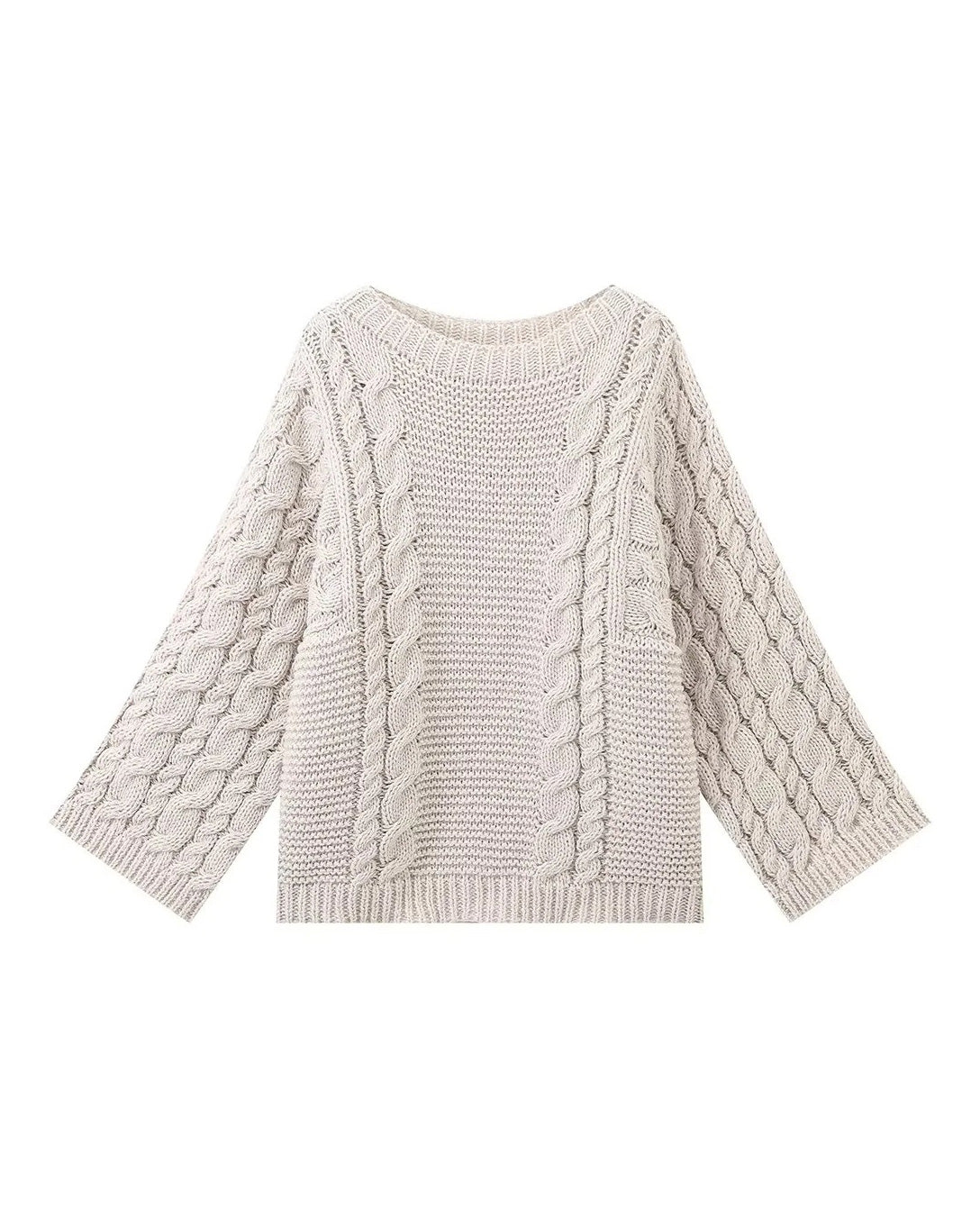 Cable Knit Bell Sleeve Slouchy Sweater