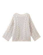 Cable Knit Bell Sleeve Slouchy Sweater