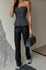 Off-Shoulder Front Zipper Bustier