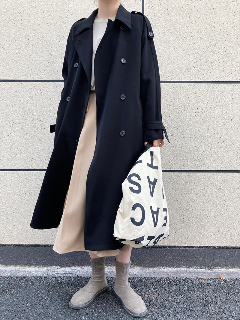Double-Breasted Mid-Length Trench Coat