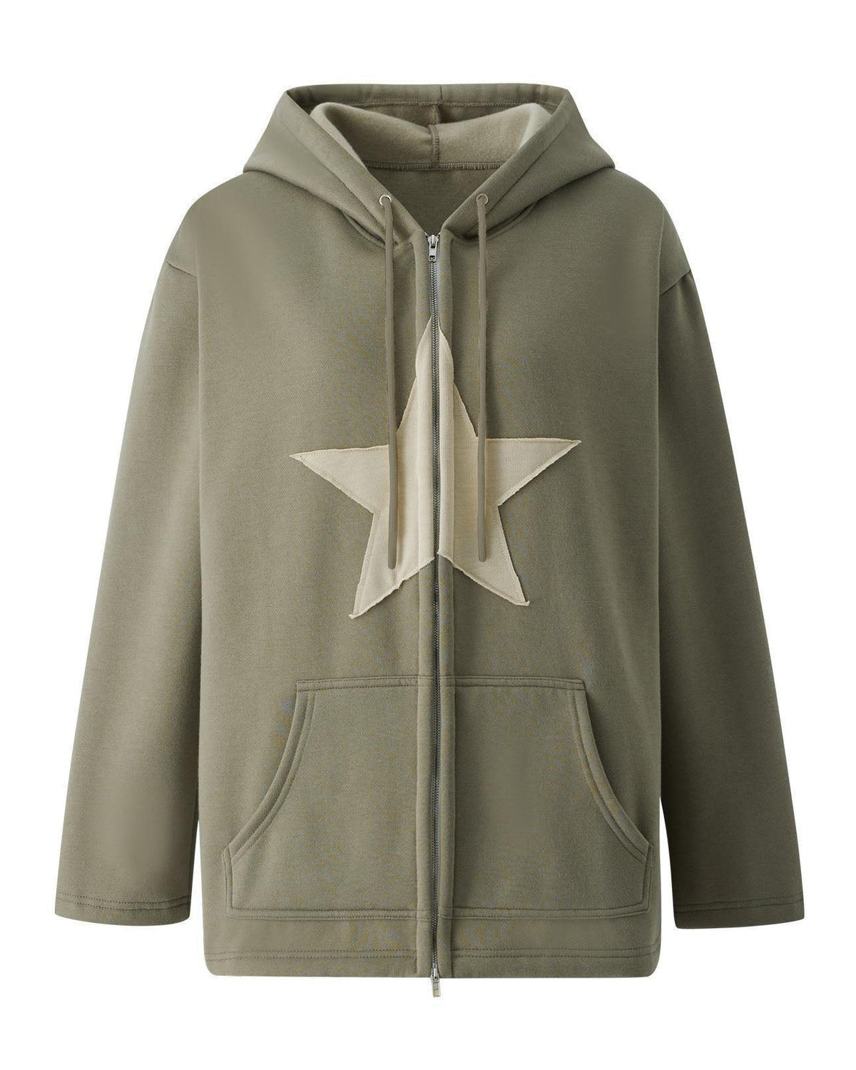 Patched Pentagram Trim Hooded Sweatshirt