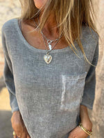 Three-Quarter Sleeves Linen T-shirt