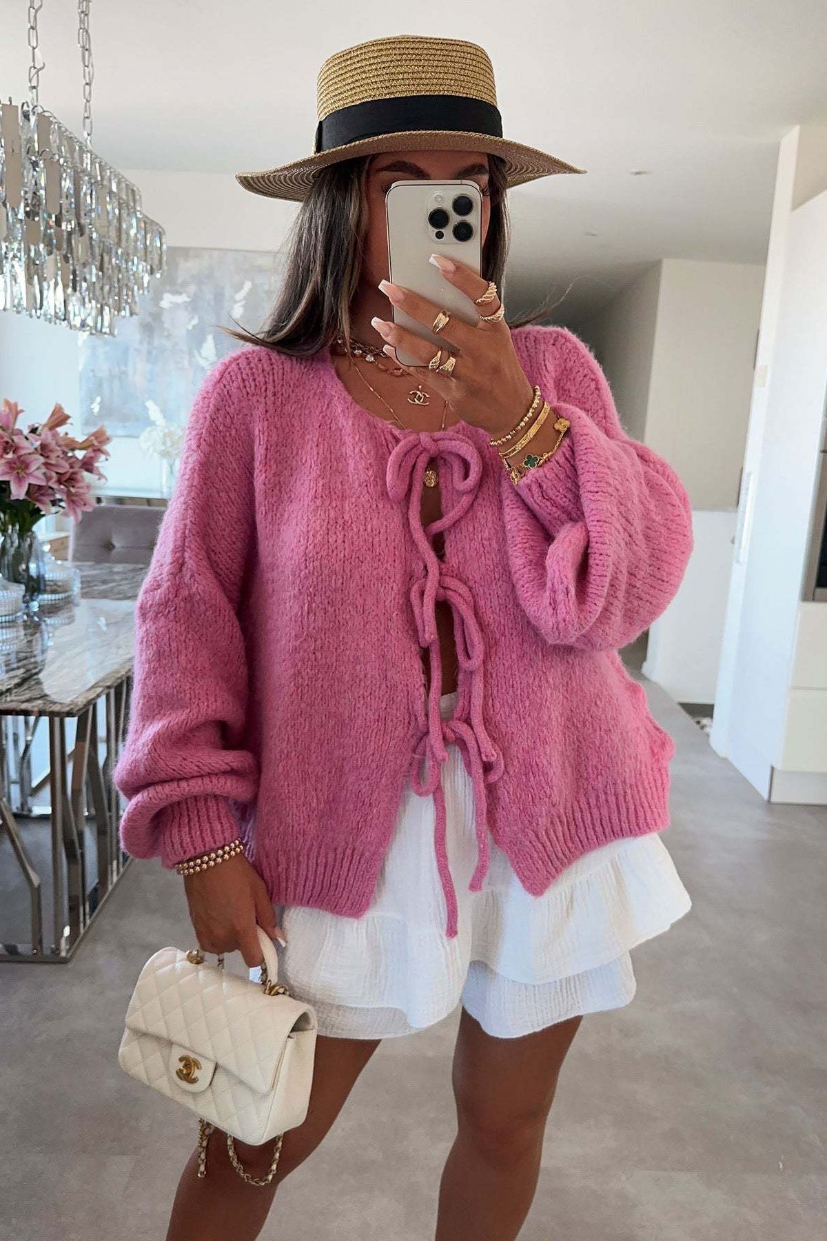 Cute Front Bow-tie Knit Cardigan