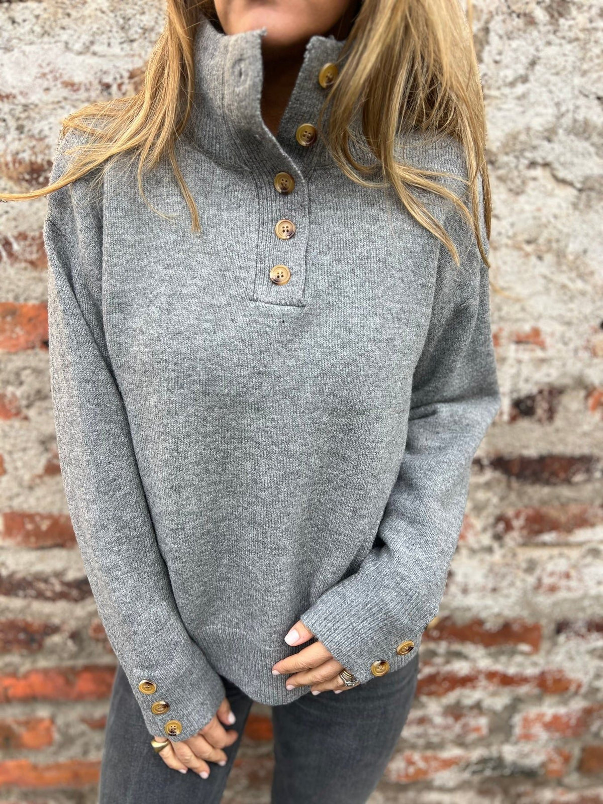 Stand Collar Solid Color Knit Sweater