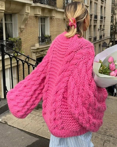Cable Knit Bell Sleeve Slouchy Sweater