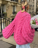Cable Knit Bell Sleeve Slouchy Sweater