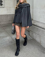 Asymmetric Scarf Cropped Knitted Jacket
