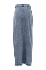 Blue High Slit Denim Skirt