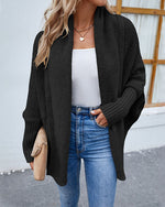 Solid Bat Sleeves Open Front Cardigan