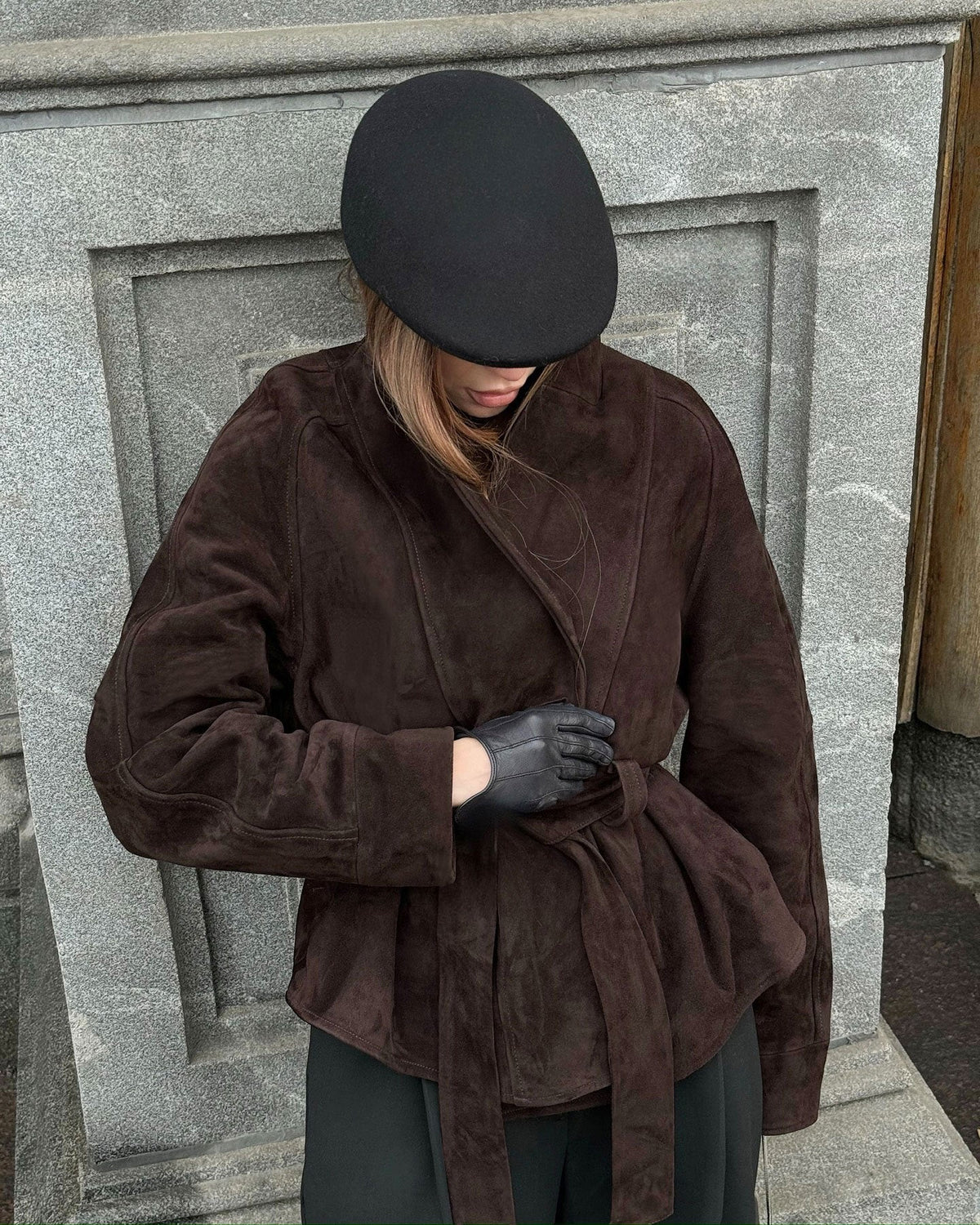 Vintage Suede Long-Sleeved Nubuck Coat Jacket