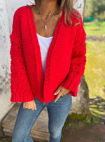 Thick Cable Knit Sleeve Knit Cardigan