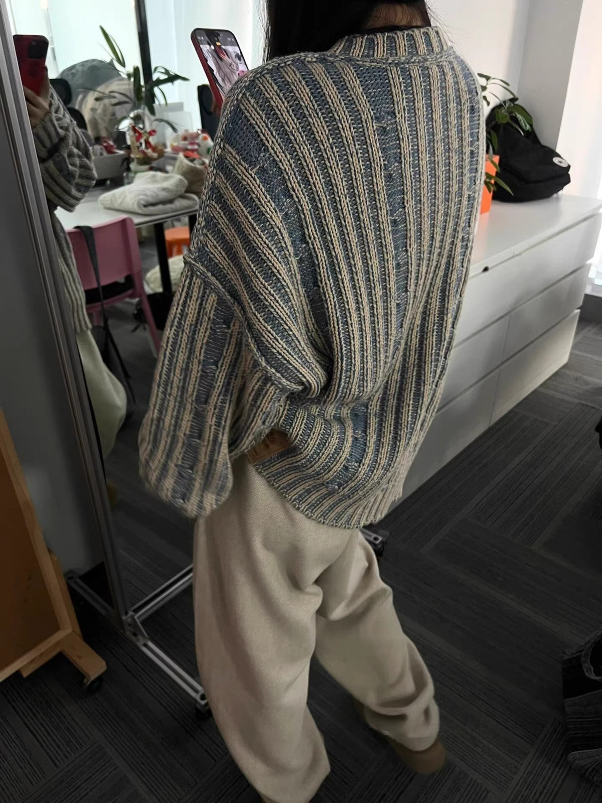 Retro Striped Contrast Loose Sweater