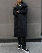 Large Lapel Tie Belted Long Cotton-Pad coat