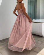 Rosette Bandeau Tube Maxi Dress