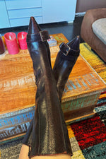 Leather Pointed Toe Side Zipper Boots