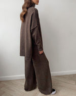 Slouchy Batwing Knit Sweater and Pants Two-Piece Suit