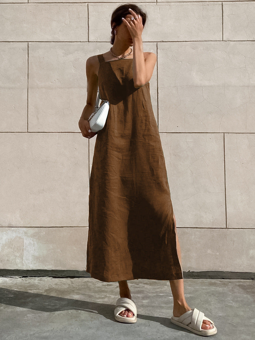 Casual Linen Loose Midi Dress