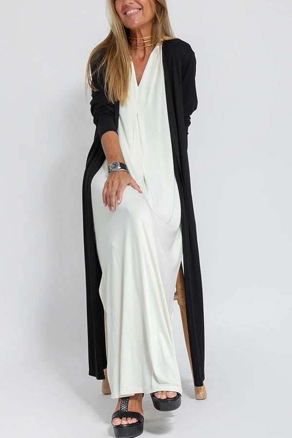 Casual Sleeveless Midi Dress and Long Cardigan Two-Piece Suit