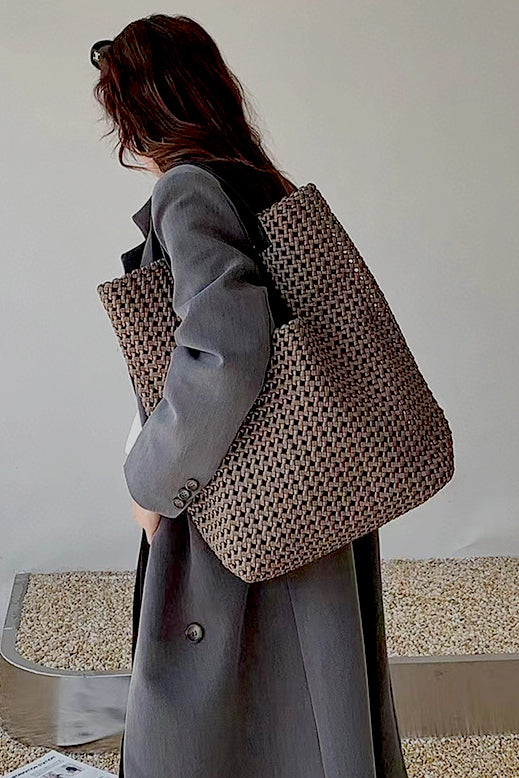 Handwoven Oversized Leather Shoulder Tote