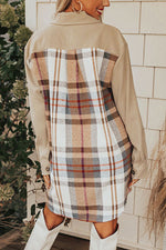 Plaid Paneled Mini Shirt Dress