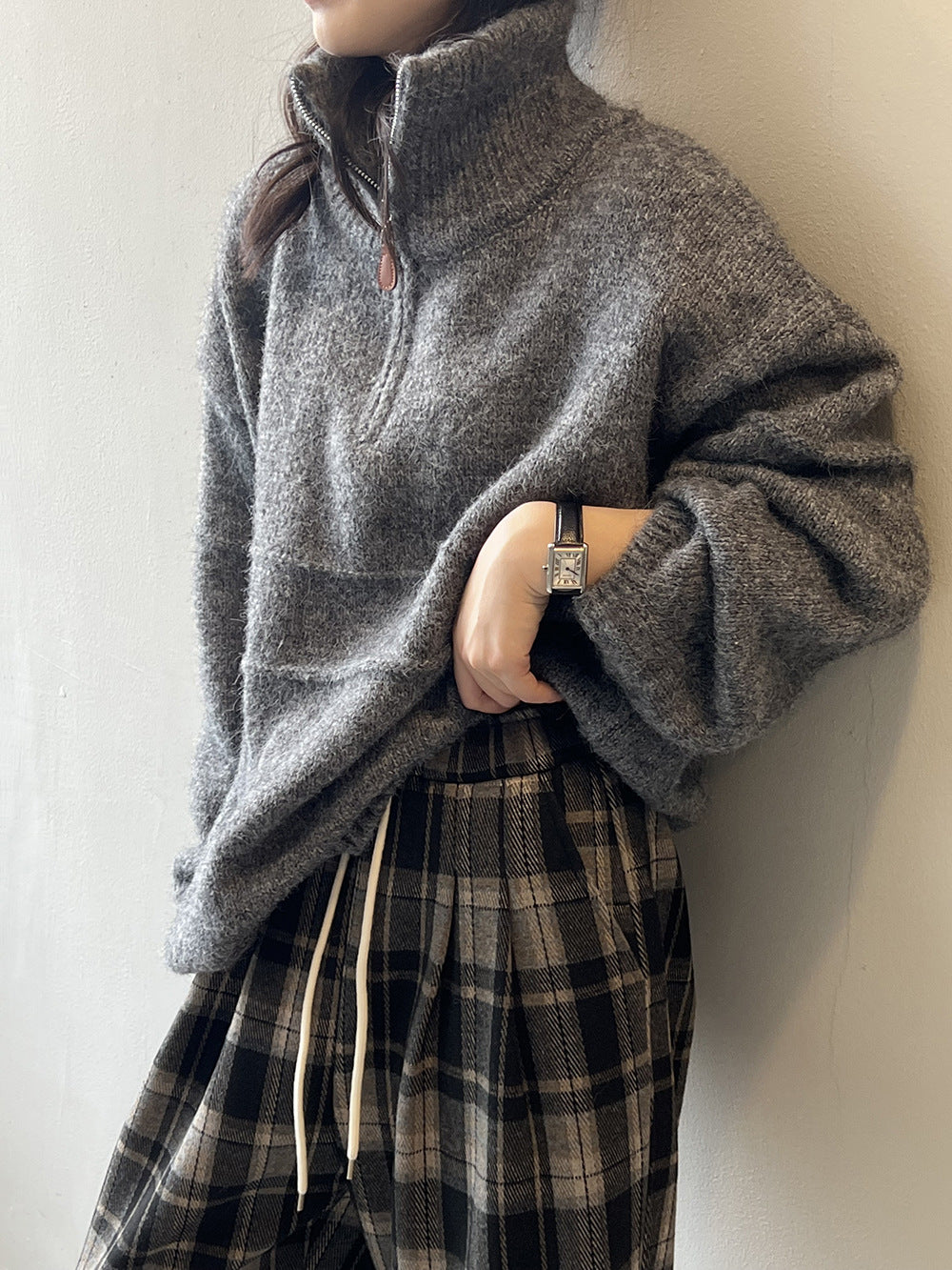 Thermal Half-Zip Highneck Knit Sweater