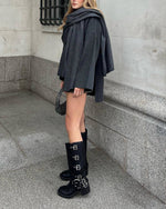 Asymmetric Scarf Cropped Knitted Jacket