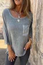 Three-Quarter Sleeves Linen T-shirt