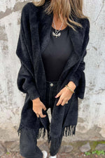 Soft Solid Knitted Tassel Shawl