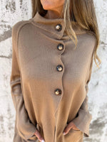 High Neck Button Placket Cardigan Jacket