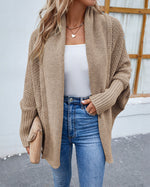 Solid Bat Sleeves Open Front Cardigan